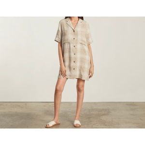 Everlane Plaid Shirt Dress - Cream and Brown